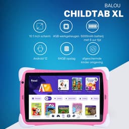 Balou ChildTab XL Kindertablet 10.1 inch met bluetooth koptelefoon - Roze of Blauw - 128GB (64GB+64GB) + 4GB RAM - Inclusief Gratis Screenprotector en 64GB SD-kaart - Ouderlijk Toezicht & Lange Batterijduur — thumbnail 3