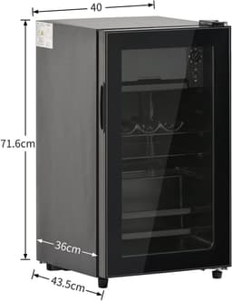 Merax 76L Mini Koelkast - 6L Vriezer en 70L Koelruimte - LED Verlichting - Geluidsarm - Energiezuinig - Verstelbare Planken - Voor 51 Blikjes - Zwart — thumbnail 2