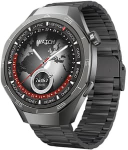 WizBay Premium Select® 1.53 inch TFT Smartwatch Dames Heren - Sapphire Glas - Android en iOS - Bluetooth Call - 02 Zuurstof - Bloedruk - Message - AI Voice - Multiple Sport Modi - Obsidiaan Zwarte Case 2 extra Banden Zwart Leer en Siliconen — thumbnail 1