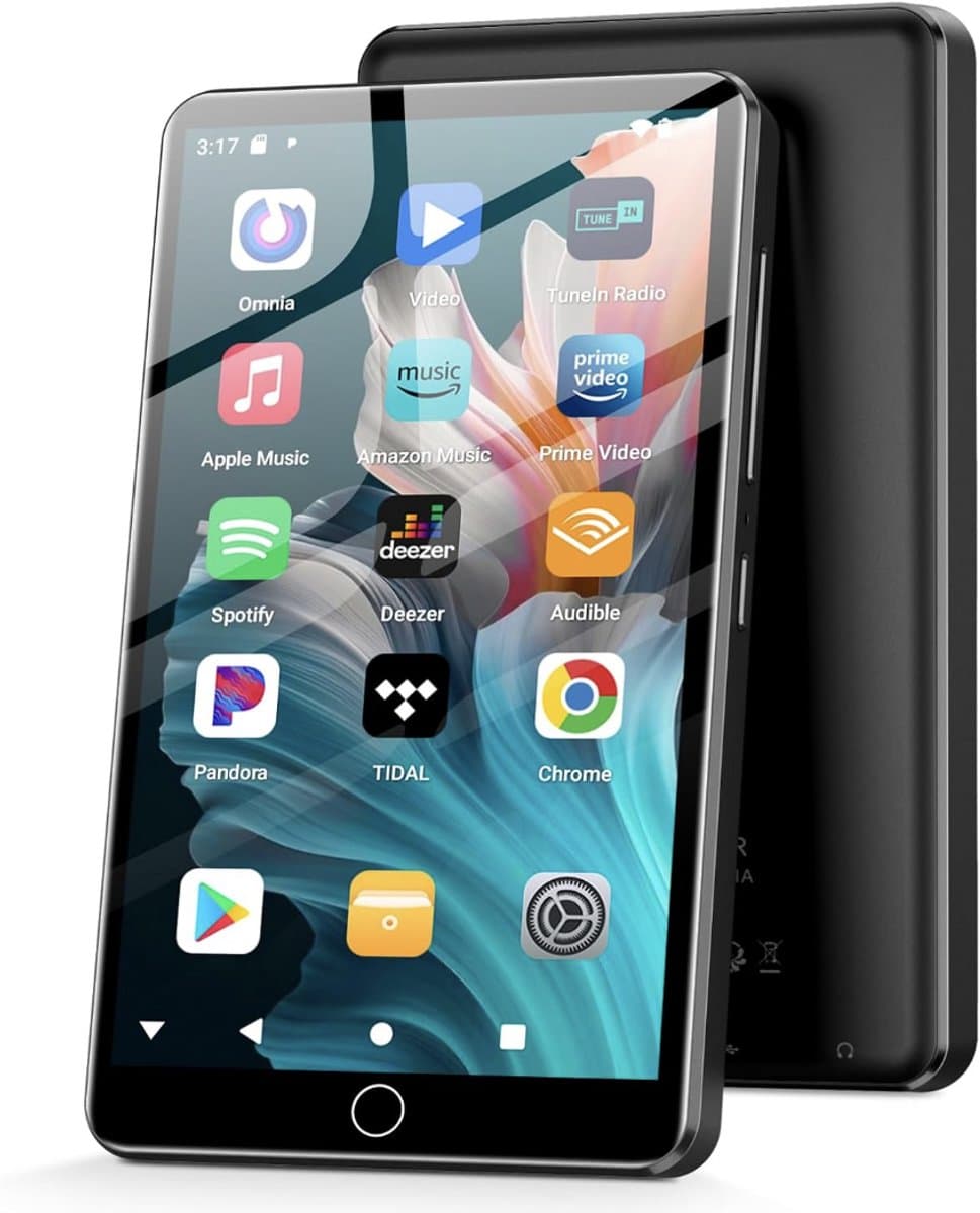 144 GB MP3-speler met wifi bluetooth, 4,02 inch IPS touch-scherm, muziekspeler voor kinderen, Android MP4-speler met Spotify, Audible, Amazon Music, Deezer, Play Store (zwart) — afbeelding 1