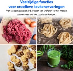 MEDION 3 in 1 universele keukenmachine (digitaal, 1200 watt, 8 standen, mengen kneden roeren hakkenmolen, ijskom voor het bereiden van ijs, digitaal aanraakscherm, MD18430) zwart — thumbnail 4