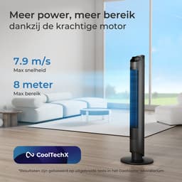 CoolHome Airflow Pro Ventilator – Torenventilator met Afstandsbediening – Waaier met Ionisator – 102 cm – Dimbaar LED-scherm – 6 Snelheden – Zwart — thumbnail 5