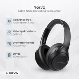 Norva P70 - Draadloze Noise Cancelling Koptelefoon - Bluetooth 5.3 Headphones - Over-ear Hoofdtelefoon - Met Microfoon en Opbergcase - 60u Batterij - Zwart — thumbnail 2