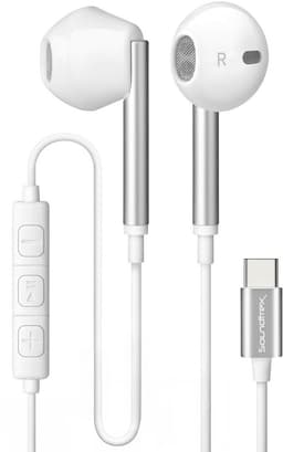Soundtrex Oortjes met Draad USB-C - Bedrade Oordopjes met Microfoon - Geschikt voor Smartphones en Tablets - Wit — thumbnail 1