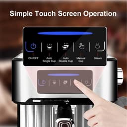 Rumi Espresso Koffiezetapparaat - koffieapparaat met bonen - koffieapparaat met LCD Touch - Halfautomatische - Expressomachine met Pomp Cappuccino - koffieapparaat met Waterreservoir - koffie Reinigingsaccessoires - Expessomachine - — thumbnail 5