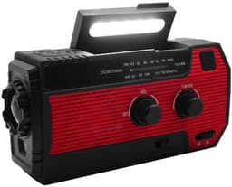 Noodradio Solar Opwindbaar en Batterij - Inclusief Noodfluitje - Noodpakket - Draagbare Survival Radio - 4000 mAh - Powerbank Zonneenergie - Bouwradio - Zaklamp – Rood — thumbnail 3
