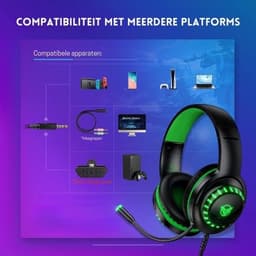 StayPowered Gaming Headset - Ultiem Geluid & Comfort - Noise Cancelling Microfoon - Surround Sound - Multi-platform Compatibel - Plug & Play - Ergonomisch Design - LED Verlichting - Zwart/Groen - Levering Sneller dan Aangegeven! — thumbnail 4