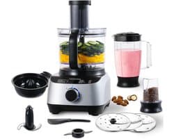 Zavira® Keukenmachine - Keukenrobot - Mixer - Mengkom van 3,5 liter - 1,5 l mixer - Zilver