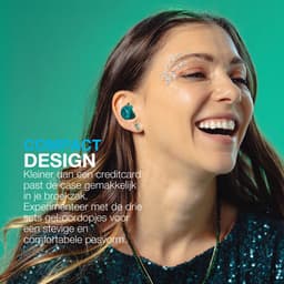 JLab Go Pop ANC Draadloze Oordopjes - Noise Cancelling Oortjes Draadloos - 24 uur Batterijduur - Bluetooth Multipoint - Met Microfoon - Geschikt voor Android en Apple - Clear Teal — thumbnail 4