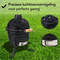 Aviro Kamado BBQ Egg - 13 Inch - Inclusief Hoes - Houtskoolbarbecue - Ø 27 CM - Zwart — thumbnail 3