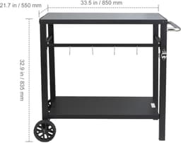Barbecuetrolley voor Buiten, Barbecuetrolley met Twee Planken, Mobiele Voedselmaker, Patiotrolley — thumbnail 5