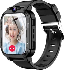 Voltura Smartwatch Kinderen - GPS Horloge Kind Met Simkaart - GPS Tracker - Kinder Smartwatch - Smartwatch Android - 4G - Videobellen - HD Camera - SOS-Knop - Whatsapp en SMS - Elke polsmaat - Nederlands - Incl. Simkaart - Zwart — thumbnail 1