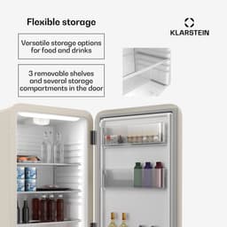 Klarstein Mini-Koelkast Audrey Evo 95L retro Mini koelkast - stil 40 dB, compact koelkast klein met verstelbare , omkeerbare deur, mechanisch Thermostaat, Creme, ideaal voor slaapkamer en kantoren - voor Hotelkamer voor Slaapkamer — thumbnail 5