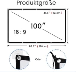 Hoge Resolutie Opvouwbaar Beamer Canvas - 16:9 HD voor Thuis, Kantoor en School (255 cm) — thumbnail 3