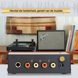 Livista premium platenvoorversterker – geschikt voor platenspelers – met RIAA-correctie – RCA audio-in- en uitgang – metalen behuizing – zwart — thumbnail 5