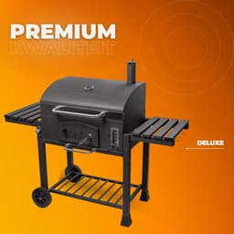Barbecuewagen - Houtskoolbarbecue - BBQ - Smoker XXL - Houtskoolgrill - Met Wielen, Roestvrijstalen Handgreep, Kookrooster en Thermometer — thumbnail 2