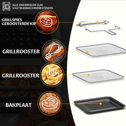Sinaopus XL Airfryer & Mini Oven in één – 11L Extra Grote Capaciteit – Inclusief 4 Accessoires – 12 Voorgeprogrammeerde Functies – LED Display – Makkelijk te Reinigen — thumbnail 3