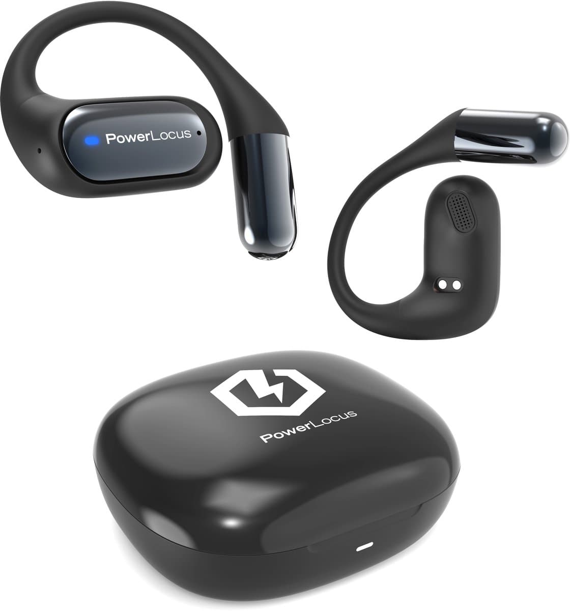 PowerLocus Free X - Open-Ear Koptelefoon - Draadloze Oordopjes - Bluetooth 5.3 - Draadloze oortjes - Waterproof Sport Oortjes - Universeel - Zwart — afbeelding 1