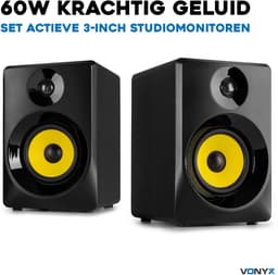 Monitor Speakers voor PC - Vonyx SMN30B - Active DJ Speakerset - 60 Watt Vermogen - Zwart — thumbnail 3