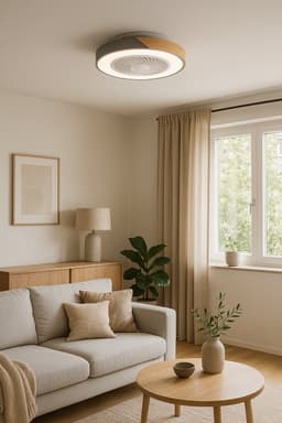 Slimme Plafondventilator - Grijs + Hout - Ø 52 cm - Stille Motor - Handige App - Dimfunctie - Plafond Ventilator met Verlichting - Plafondlamp met Ventilator — thumbnail 3