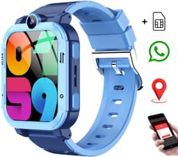 Voltura Smartwatch Kinderen - GPS Horloge Kind Met Simkaart - GPS Tracker - Kinder Smartwatch - Smartwatch Android - 4G - Videobellen - HD Camera - SOS-Knop - Whatsapp en SMS - Elke polsmaat - Nederlands - Incl. Simkaart - Blauw — thumbnail 2