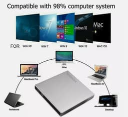 CD-ROM Speler Externe Dvd Usb 2.0 DVD-ROM Drivecd Rw  Optische Drive Recorder Draagbare Voor Macbook Laptop Computer Pc Windows 7/8 — thumbnail 2