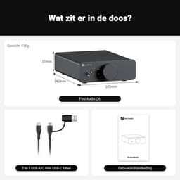 Fosi Audio Q6 - Mini Desktop DAC - USB C Digitaal naar Analoog Audio Converter - OPT/COA Ingang - RCA Uitgang -Sub-Out -Hi-Res 32bit/768kHz — thumbnail 3