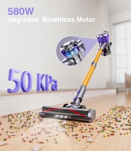 Accustofzuiger 40000 Pa 450W – Draadloze Stofzuiger met Smart Display en 50 Min Looptijd – Automatische Modus & Anti-Klitborstel voor Tapijt en Harde Vloeren — thumbnail 5