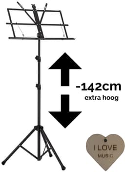 Extra Hoge Lessenaar tot 150 cm – Opklapbare Muziekstandaard voor Bladmuziek – Met Draagtas & Specter Sleutelhanger — thumbnail 1