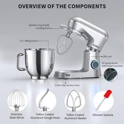Keukenmachine 1300 W, 5,5 L, Kneedmachine met 10 Versnellingen en Stille Fermentatiefunctie — thumbnail 3