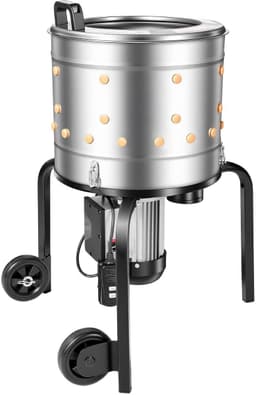 Plukmachine voor Gevogelte - Elektrische Kippenplukker - 400 mm Trommel - 500 W Motor - 114 Zachte Plukvingers - RVS - Transportwielen - Capaciteit 1-2 Kippen — thumbnail 5