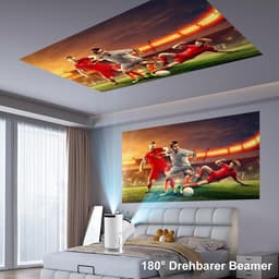 Mini Beamer - 4K Ondersteuning - WiFi 6 - Bluetooth 5.2 - Android 11 - 180° Draaibaar - Thuisbioscoop Projector — thumbnail 3