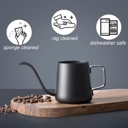 Roestvrijstalen filterkoffiezetapparaat met smalle uitloop-geschikt voor thuis, op kantoor, in de bar en het restaurant-250 ml-16 x 7,3 cm-Zwart — thumbnail 4