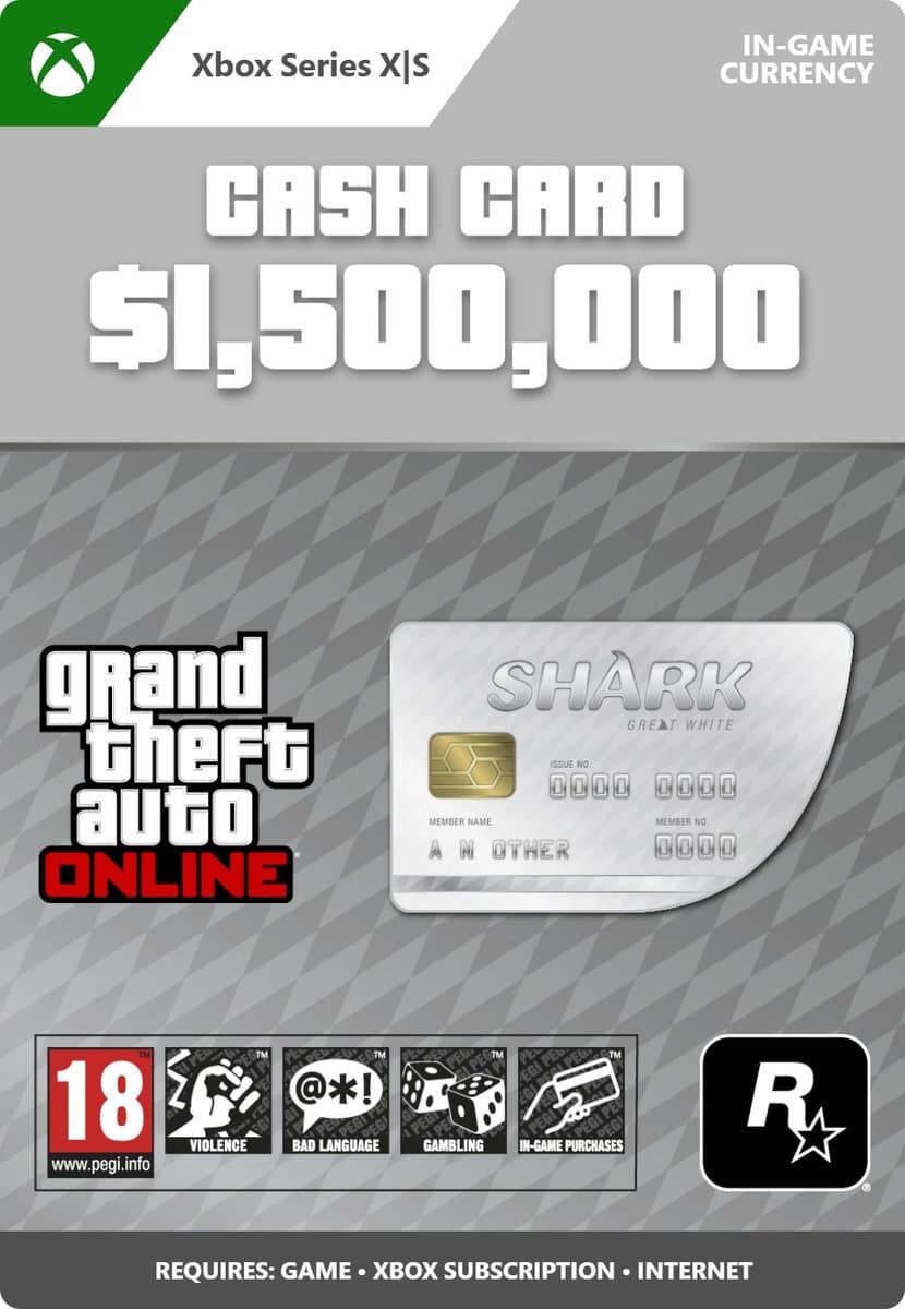 GTA Online: Great White Shark Cash Card $ 1.500.000 - Xbox Series X|S Download — afbeelding 1