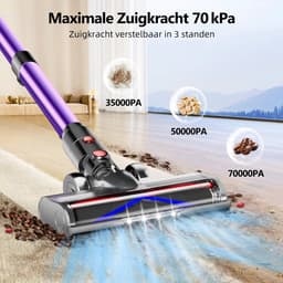 Elekiatech - Steelstofzuiger Draadloos - 70000Pa - 70 Min - 2200 mAh Accu - Paars — thumbnail 4