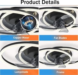 Moderne LED Plafondventilator met Verlichting 50CM - Stille Ventilator, Dimbaar Licht en Afstandsbediening/App — thumbnail 4