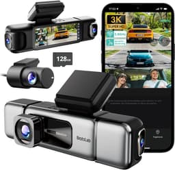 BOTSLAB 4-kanaals dashcam voor auto (voor- en achterkant), 4-kanaals 3K + 3 * 1080P, autodashcam met 128GB SD-kaart, GPS, 5GHz WiFi, 3.18" IPS-scherm, super nachtzicht, WDR, G-sensor, loopopname, parkeermonitor — thumbnail 1