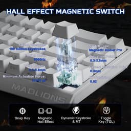 MADLIONS MAD 68 HE RGB - Gaming Keyboard (Toetsenbord) - 60% - 8KHz - 0.04mm Rapid Trigger - Magnetisch - RGB - PBT - 68 Toetsen - Side-Printed - Wit — thumbnail 2