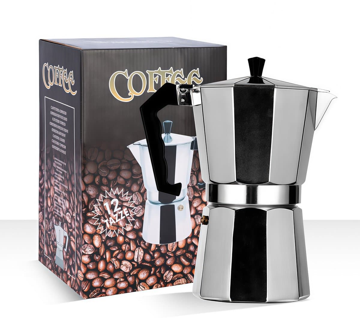 Kraftverdia Moka Express - Percolator - Moka Pot 300 ml 6 kops - Aluminium - Espresso maker — afbeelding 1