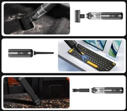 Draadloze Handstofzuiger Voor De Auto - Draagbare Oplaadbare Mini Autostoofzuiger - Zwart - 7 Opzetstukken - 16000Pa — thumbnail 2