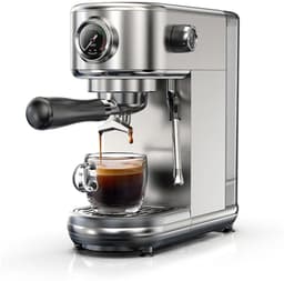 HiBREW H10B Halfautomatische Espressomachine – 20 Bar – Met Stoompijpje – 1,3L Afneembaar Reservoir – zilver — thumbnail 1
