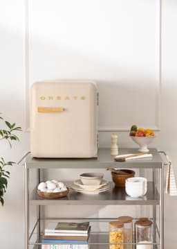CREATE - Koelkast in retrostijl - Zand - Handvat Hout - FRIDGE RETRO 48L — thumbnail 4