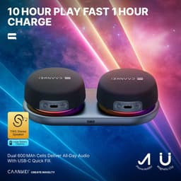Caankei Draadloze Bluetooth Speakers - 2 Party Speakers met RGB licht - Multipairing - Draadloze Muziek Box - Stereogeluid voor PC / Laptop - met Magneet - Met Telefoonhouder - Zwart — thumbnail 5