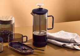 AdHoc Cafetière Impact - French Press - 1 Liter - Hittebestendig Borosilicaatglas - RVS Filter - Grijs — thumbnail 4