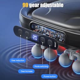 Professioneel massagepistool met 34 koppen, 2000 mAh accu, 9 massagemodi en 20 snelheden voor diepe ontspanning — thumbnail 5