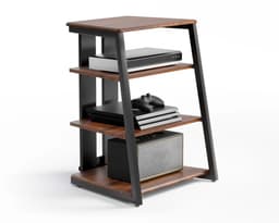 FITUEYES HiFi-meubel - Hoogteverstelbare planken - 78 cm hoog - Verstelbare voetjes - Walnootkleur — thumbnail 1