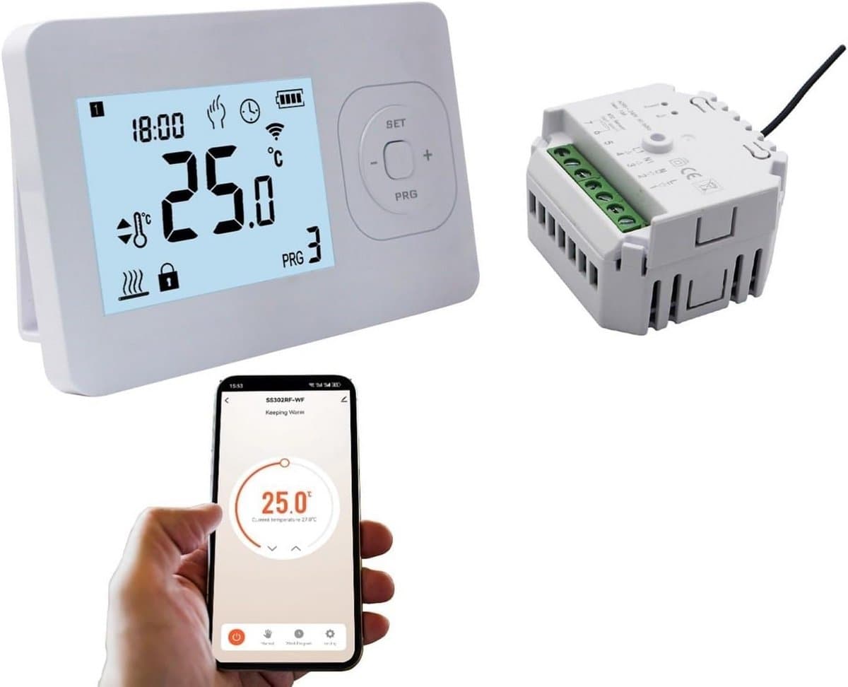 Slimme Thermostaat met WIFI Ontvanger voor Temperatuurbeheer en Energiebesparing — afbeelding 1