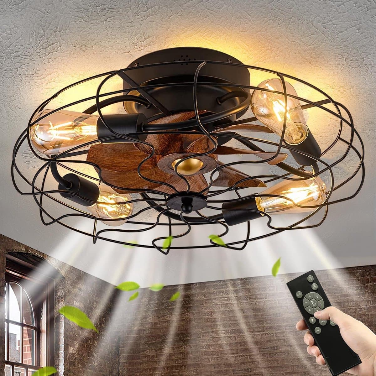Plafondventilator met Verlichting - Ventilator voor Slaapkamer - Air Cooler met Afstandsbediening — afbeelding 1