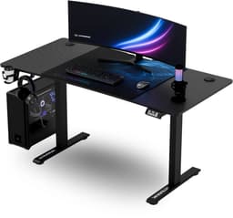 Ultradesk LEVEL V2 – Bureau voor Gaming, Home Office & Kantoor – Blauw – Elektrisch verstelbaar – Incl. XL Muismat & Accessoires — thumbnail 1