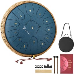 VEVOR Tongue Drum, ø305 mm, 13 Tonen, Rain Drum, C Majeur, met Muziekboek en Stokken, Percussie-Instrument voor Meditatie, Yoga en Muziekonderwijs voor Beginners, Steel Tongue Drum, Marineblauw — thumbnail 1